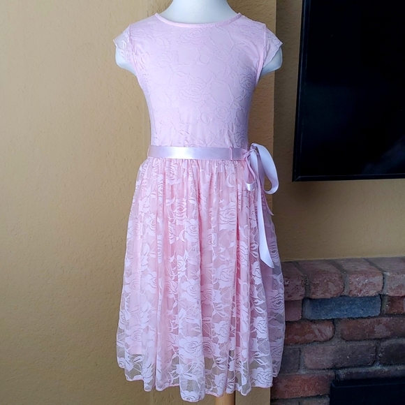 Pink & Violet Other - Pink & Violet Pink Lace Overlay Dress GIRLS SIZE: 12